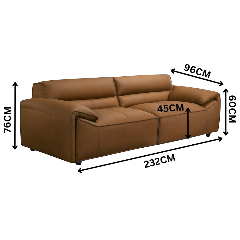Brunelli 3 Seater Sofa Genuine Leather Tan