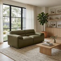 Brunelli 2 Seater Sofa Genuine Leather Olive Green