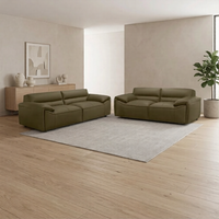 Brunelli 2+3 Seater Set Sofa Genuine Leather Olive Green