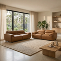 Brunelli 2+3 Seater Set Sofa Genuine Leather Tan