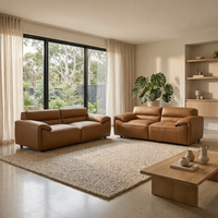 Brunelli 2+3 Seater Set Sofa Genuine Leather Tan