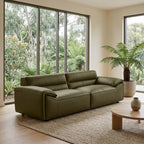 Brunelli 3 Seater Sofa Genuine Leather Olive Green