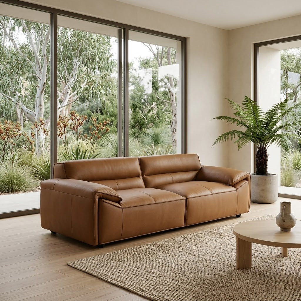 Brunelli 3 Seater Sofa Genuine Leather Tan