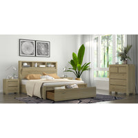 Brunet 4pc Bed Frame Suite Bedside Tallboy King 