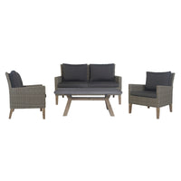 Byron 4pc Rattan Outdoor Sofa Set 2 Seater Wicker Lounge Grey Coffee Table 