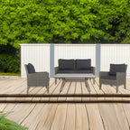 Byron 4pc Rattan Outdoor Sofa Set 2 Seater Wicker Lounge White Coffee Table 