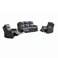 Harry 1+1+3 Seater Manual Recliner Sofa Lounge Set Endurotek Fabric Lounge Licorice Grey