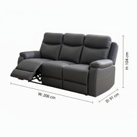 Harry 1+1+3 Seater Manual Recliner Sofa Lounge Set Endurotek Fabric Lounge Licorice Grey