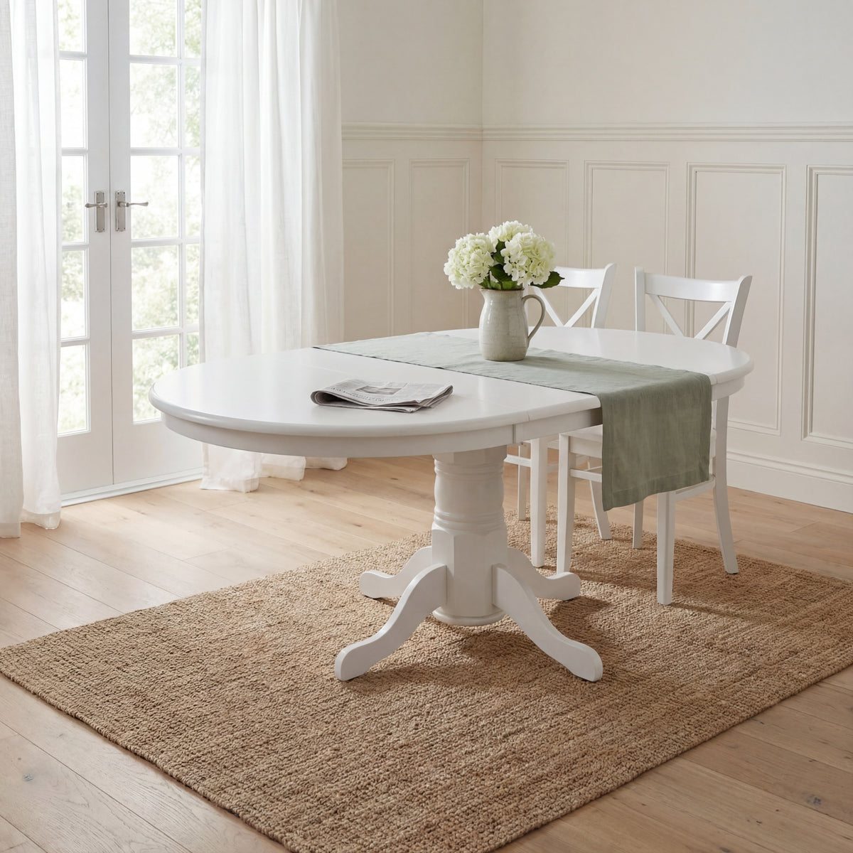 Cairns 106-150cm Extendable Round Hampton Dining Table White