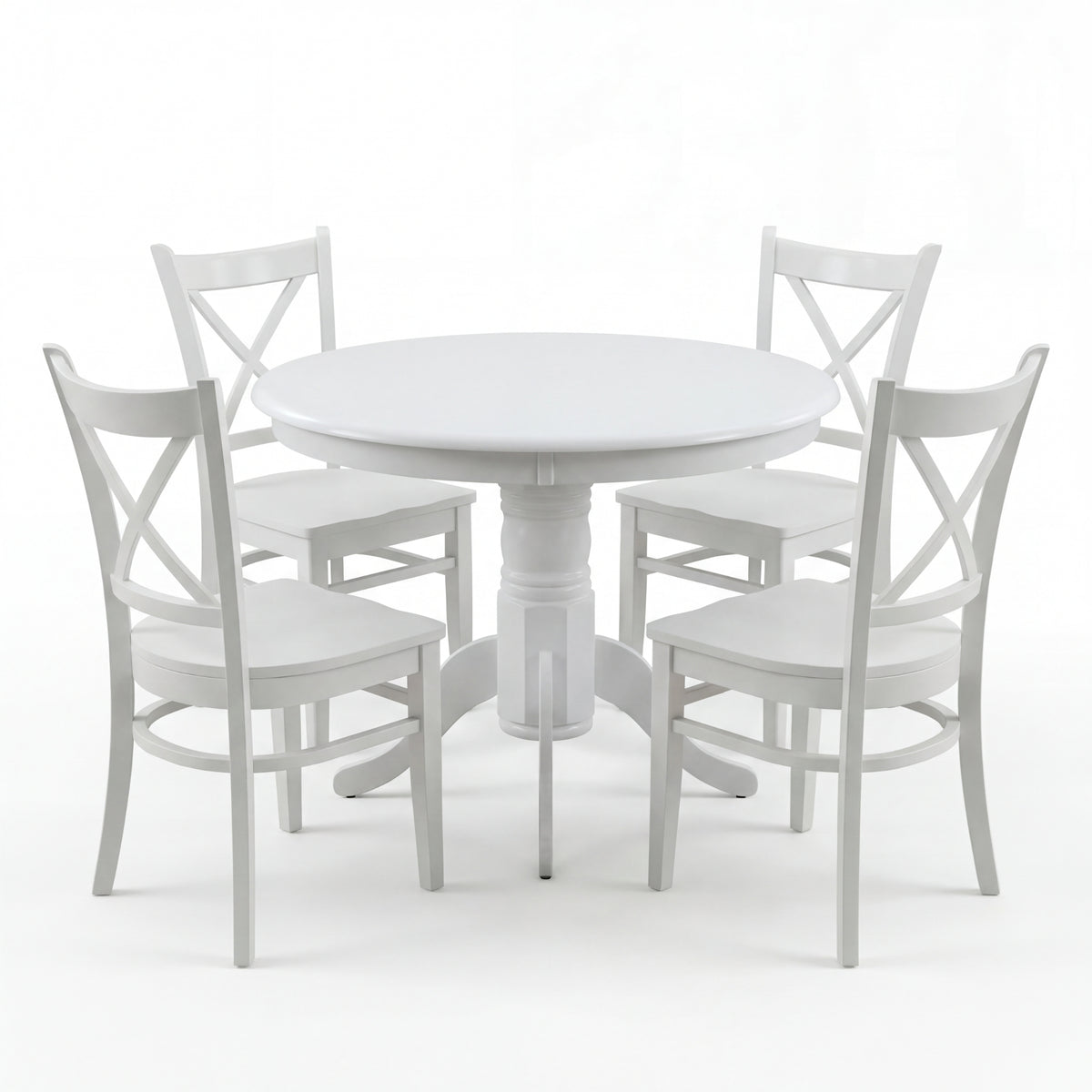 Cairns 5pc Set 106cm Hampton Dining Table Chair White