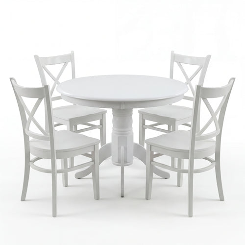 Cairns 5pc Set 106cm Hampton Dining Table Chair White