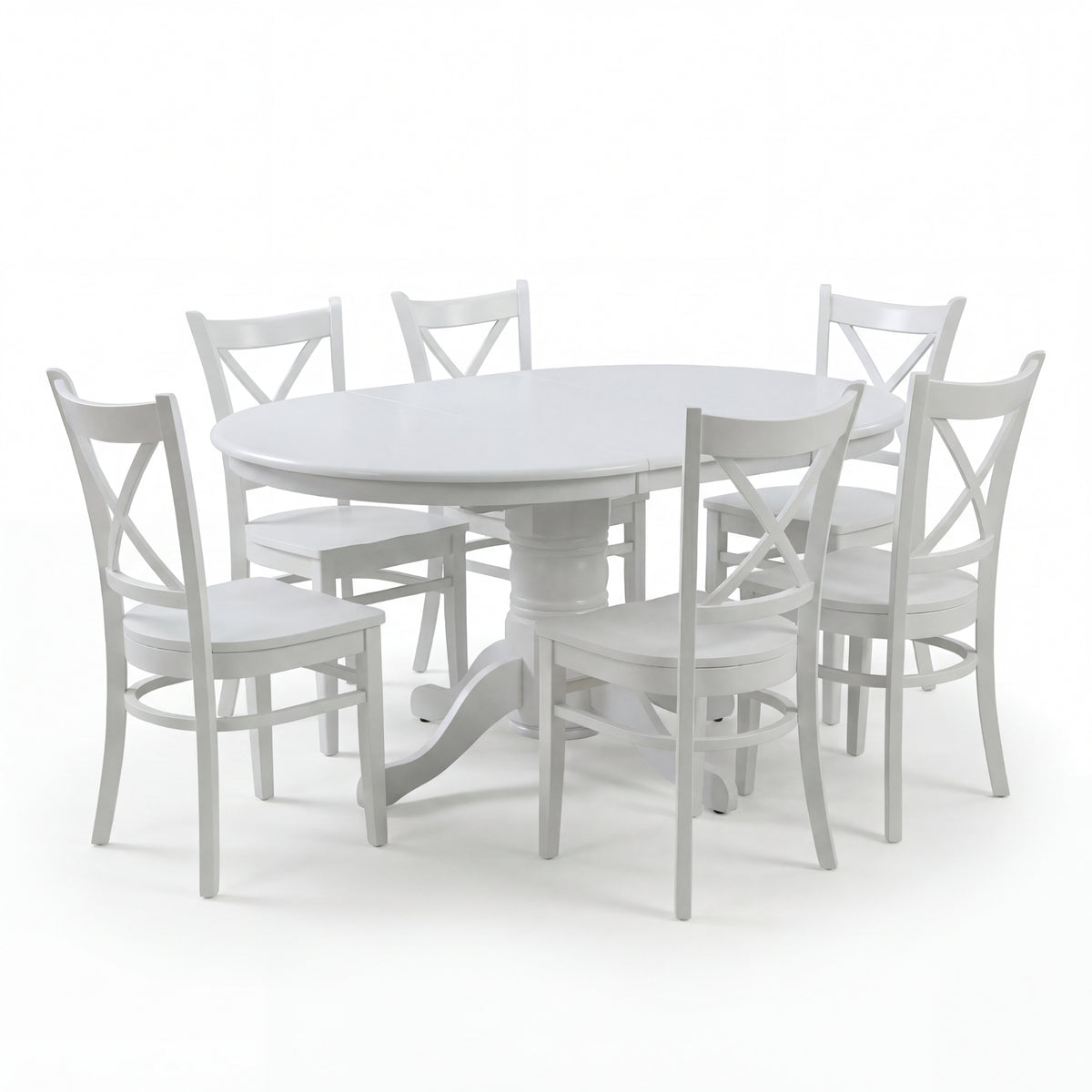 Cairns 7pc Set 106-150cm Extendable Hampton Dining Table Chair White