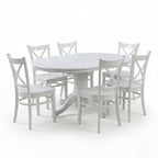Cairns 7pc Set 106-150cm Extendable Hampton Dining Table Chair White