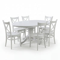 Cairns 7pc Set 106-150cm Extendable Hampton Dining Table Chair White