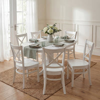 Cairns 7pc Set 106-150cm Extendable Hampton Dining Table Chair White