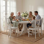 Cairns 7pc Set 106-150cm Extendable Hampton Dining Table Chair White