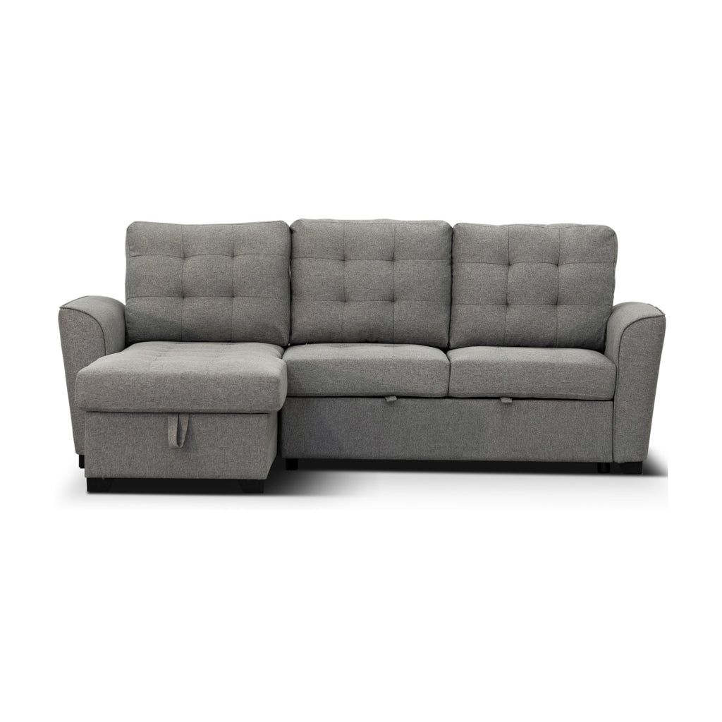 Camden 2 Seater Fabric Sofa Bed Reversable Storage Chaise Grey