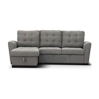 Camden 2 Seater Fabric Sofa Bed Reversable Storage Chaise Grey