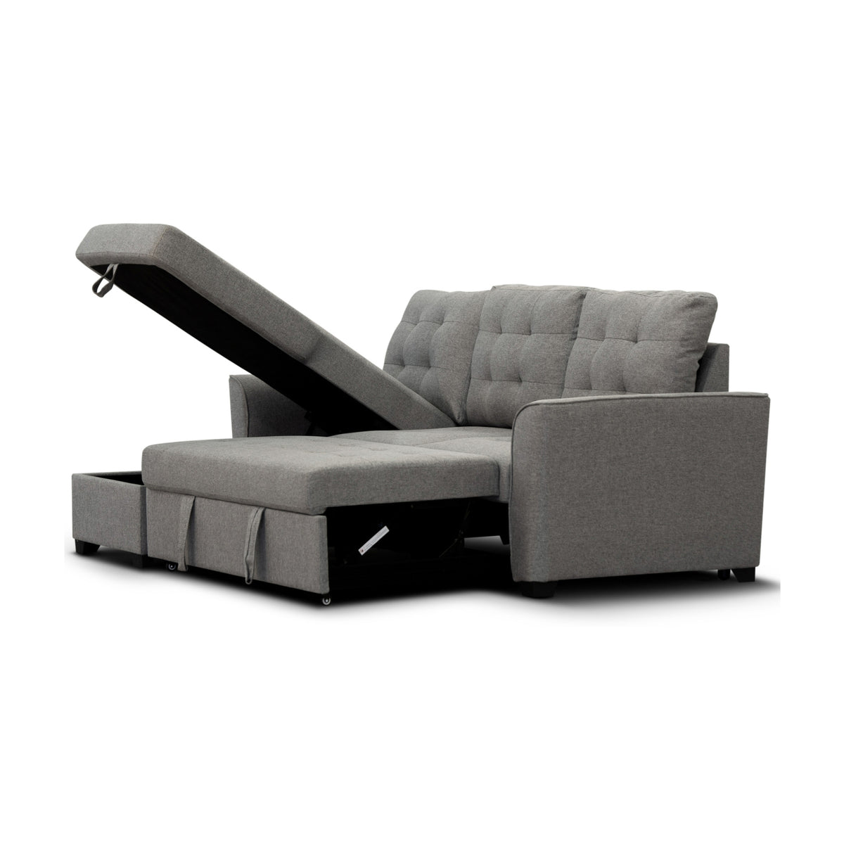 Camden 2 Seater Fabric Sofa Bed Reversable Storage Chaise Grey