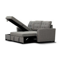 Camden 2 Seater Fabric Sofa Bed Reversable Storage Chaise Grey