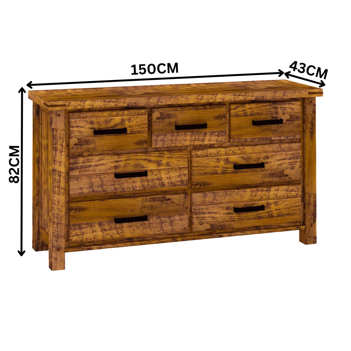 Camdenville Dresser Chest of Drawer Solid Pine Frame Oak