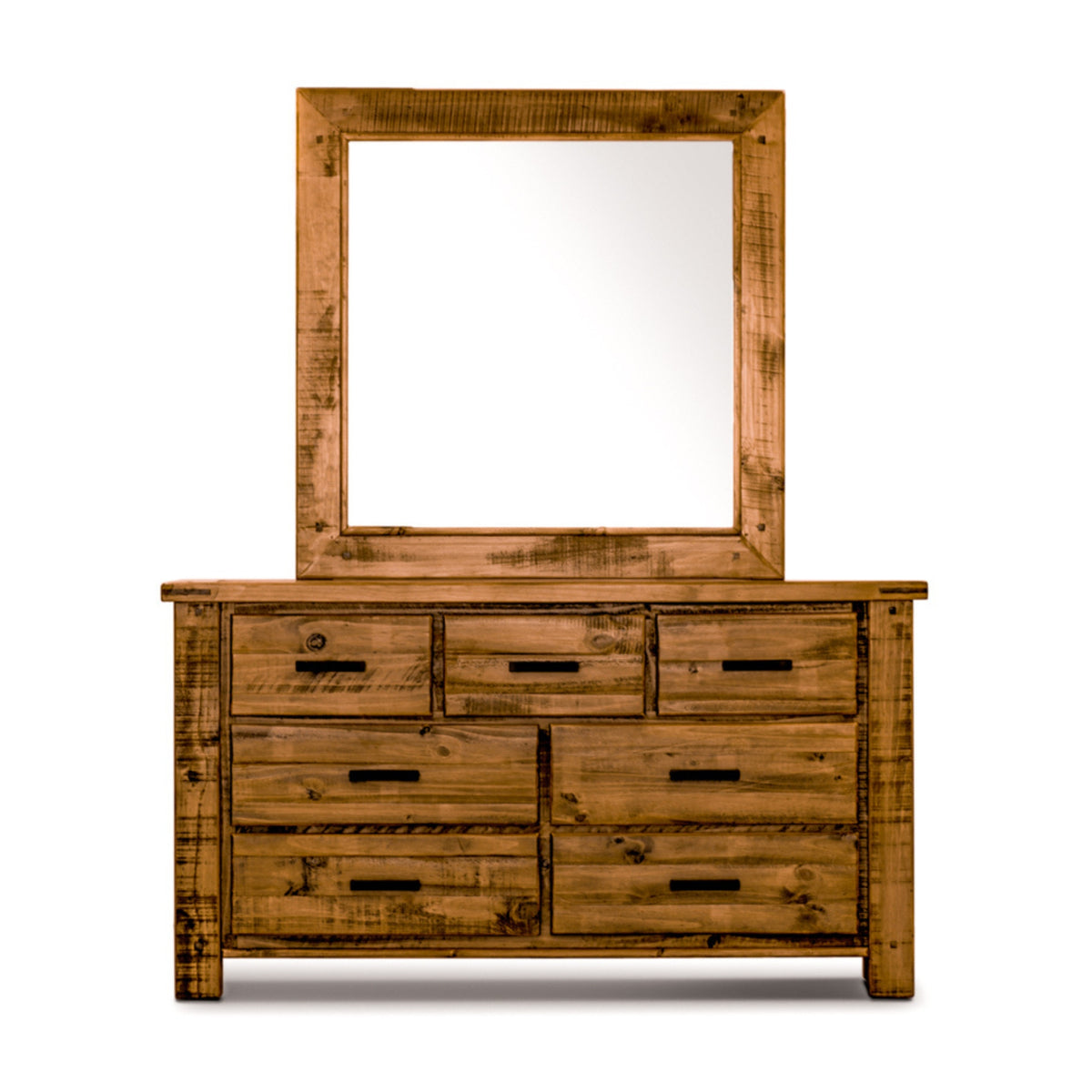 Camdenville Dresser Mirror Set Solid Pine Frame Oak