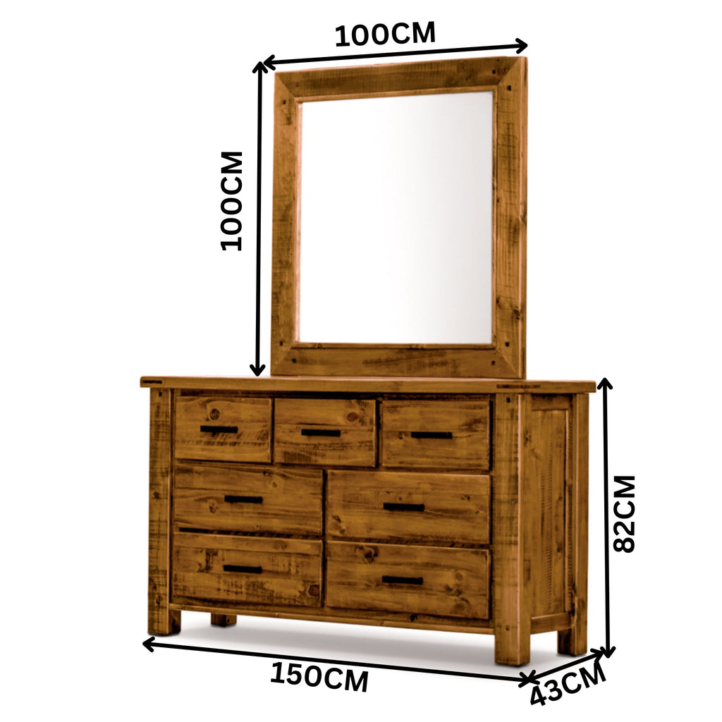 Camdenville Dresser Mirror Set Solid Pine Frame Oak