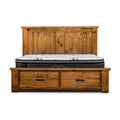 Camdenville Queen Bed Frame Storage Drawer Solid Pine Frame Oak