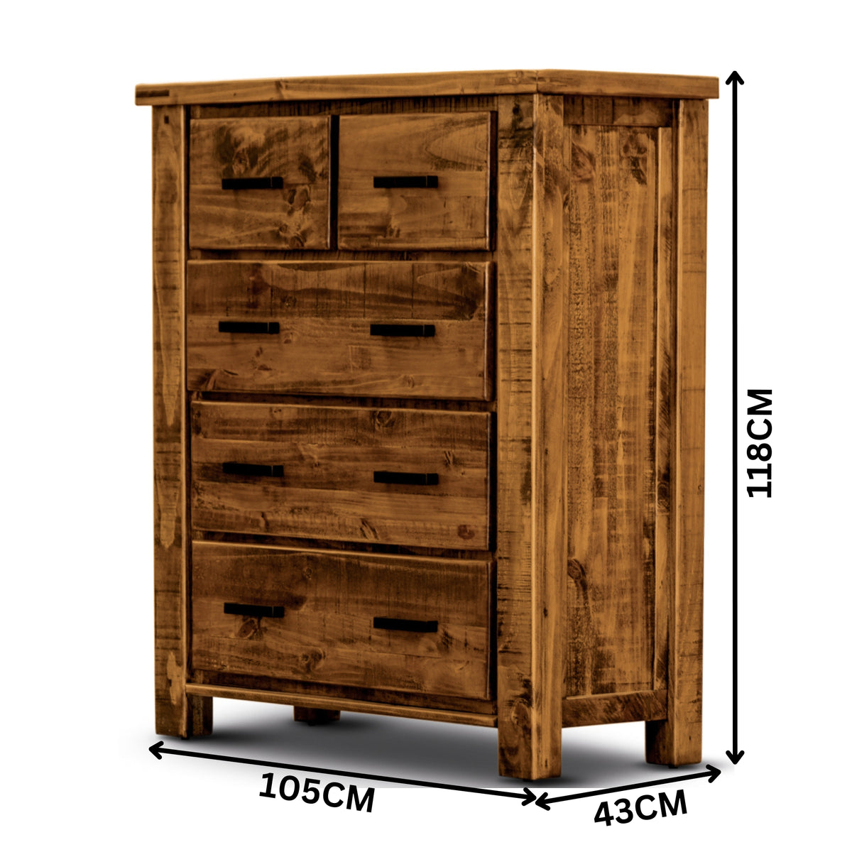 Camdenville Tallboy Chest of Drawer Solid Pine Frame Oak