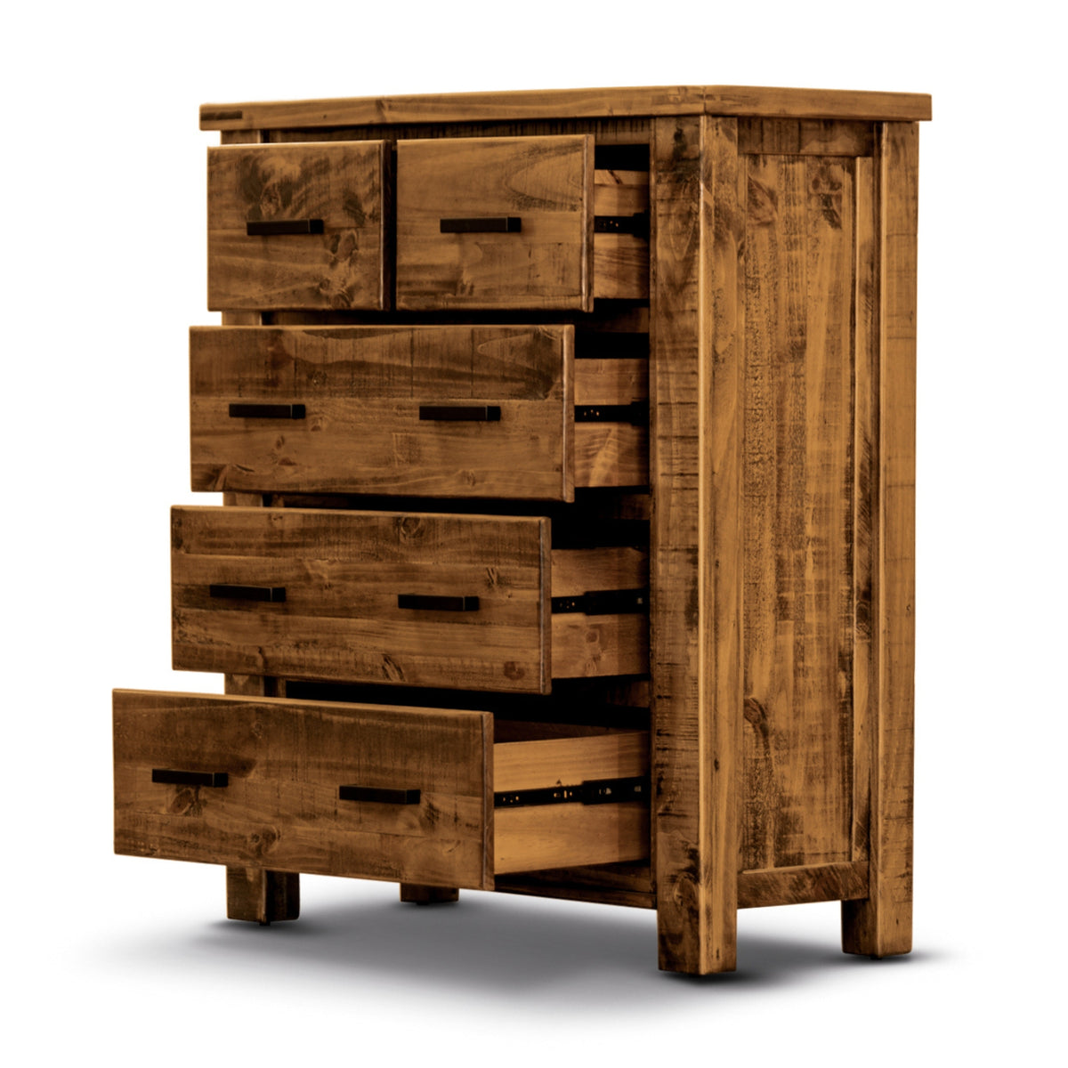 Camdenville Tallboy Chest of Drawer Solid Pine Frame Oak