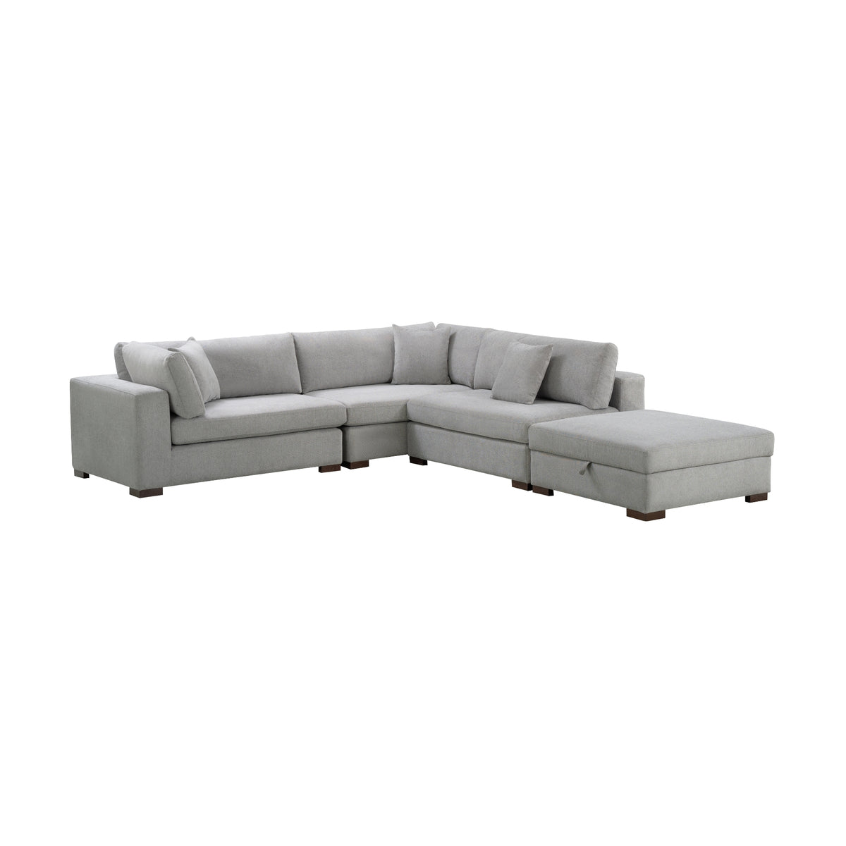 Camo 5 Seater Corner Fabric Sofa  Sectional with Storage Ottoman Grey   