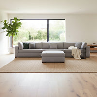 Camo 5 Seater Corner Fabric Sofa  Sectional with Storage Ottoman Grey   