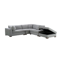 Camo 5 Seater Corner Fabric Sofa  Sectional with Storage Ottoman Grey   