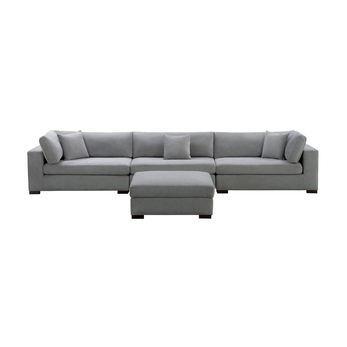 Camo 5 Seater Corner Fabric Sofa  Sectional with Storage Ottoman Grey   