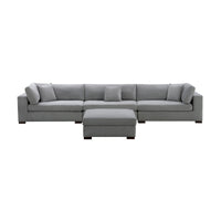Camo 5 Seater Corner Fabric Sofa  Sectional with Storage Ottoman Grey   