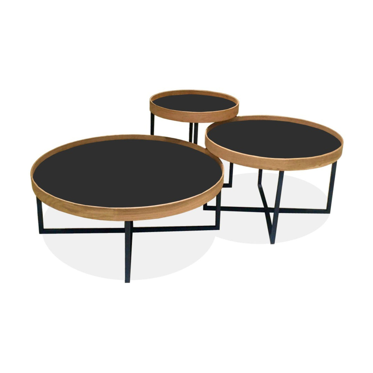 Canary 3pc Set Round Coffee Table Oak