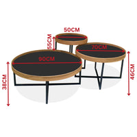 Canary 3pc Set Round Coffee Table Oak