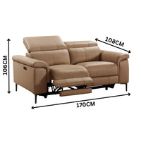 Capel 2 Seater Leather Electric Recliner Sofa Lounge Mocha Brown