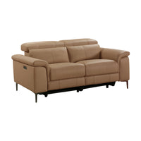 Capel 2 Seater Leather Electric Recliner Sofa Lounge Mocha Brown