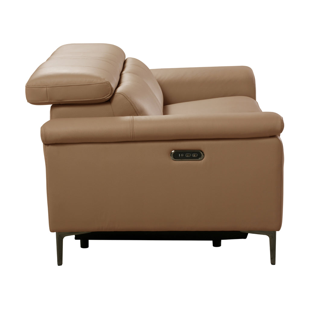 Capel 2 Seater Leather Electric Recliner Sofa Lounge Mocha Brown