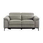 Capel 2 Seater Leather Electric Recliner Sofa Lounge Taupe Grey