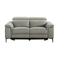 Capel 2 Seater Leather Electric Recliner Sofa Lounge Taupe Grey
