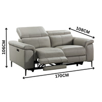Capel 2 Seater Leather Electric Recliner Sofa Lounge Taupe Grey