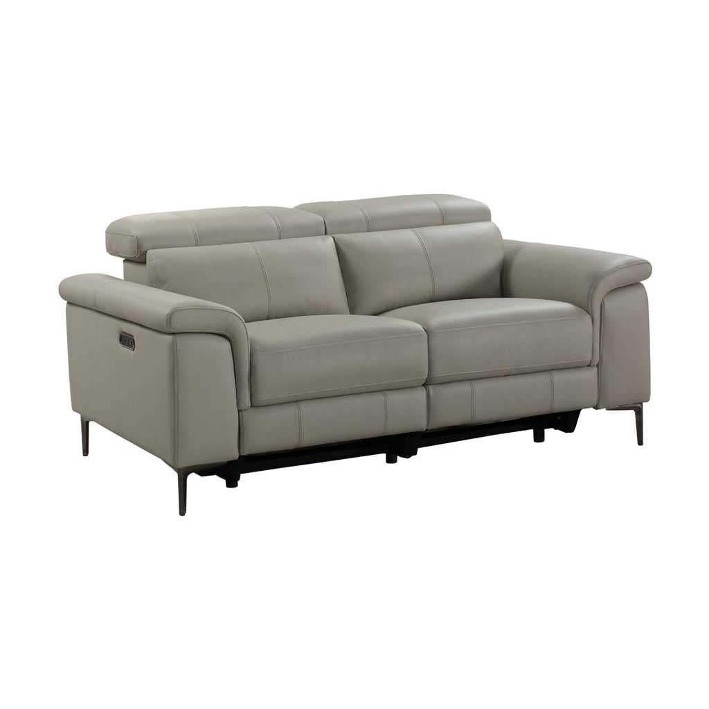 Capel 2 Seater Leather Electric Recliner Sofa Lounge Taupe Grey