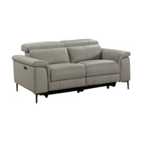 Capel 2 Seater Leather Electric Recliner Sofa Lounge Taupe Grey