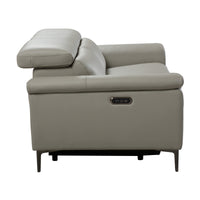 Capel 2 Seater Leather Electric Recliner Sofa Lounge Taupe Grey