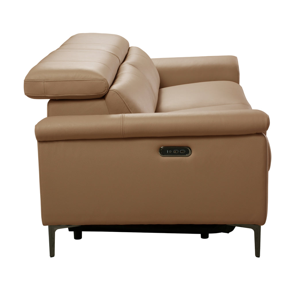 Capel 3 Seater Leather Electric Recliner Sofa Lounge Mocha Brown