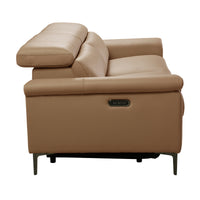 Capel 3 Seater Leather Electric Recliner Sofa Lounge Mocha Brown