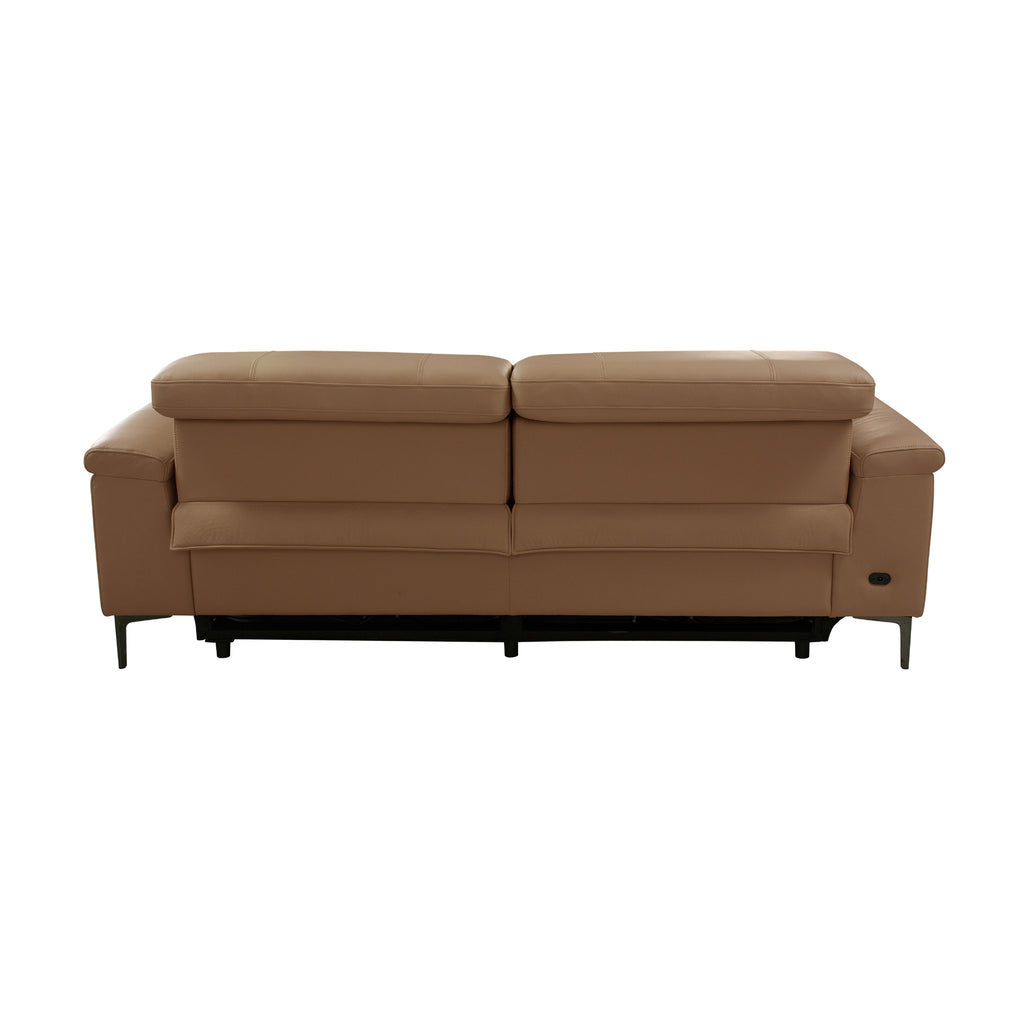 Capel 3 Seater Leather Electric Recliner Sofa Lounge Mocha Brown