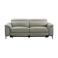 Capel 3 Seater Leather Electric Recliner Sofa Lounge Taupe Grey